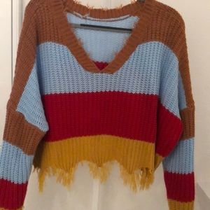 multi color v neck sweater